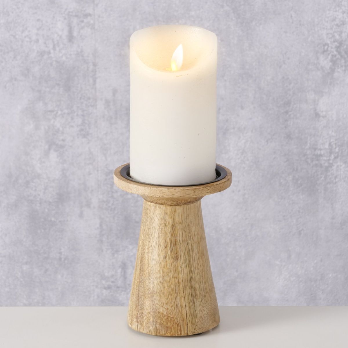 Suport de lumanare Ø10 cm maro din lemn de mango Merla Boltze, 2, hectarul.ro