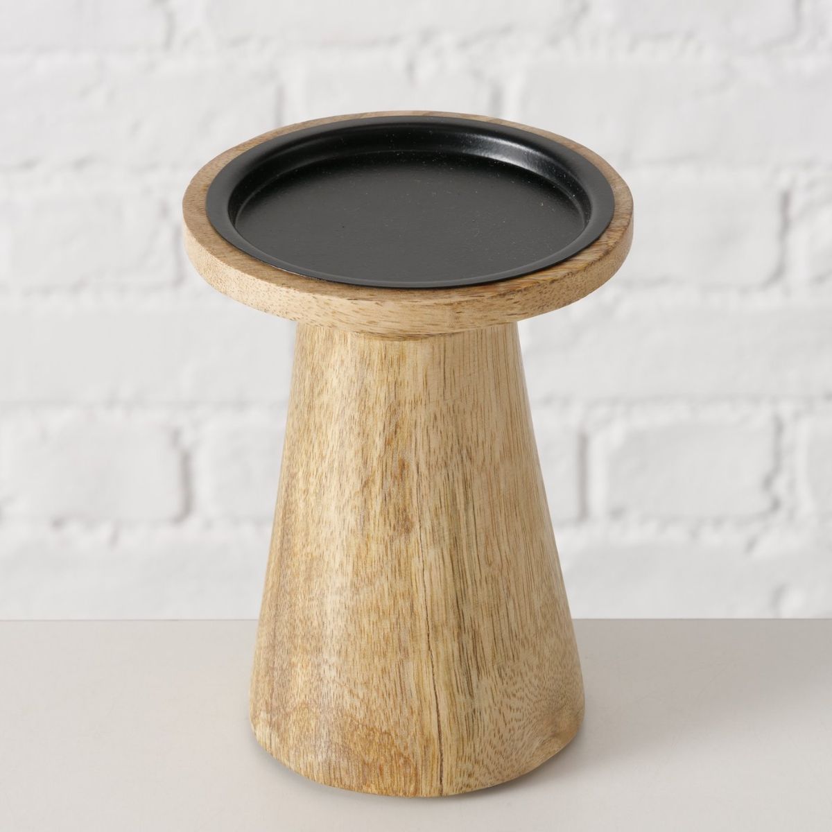 Suport de lumanare Ø10 cm maro din lemn de mango Merla Boltze, 6, hectarul.ro