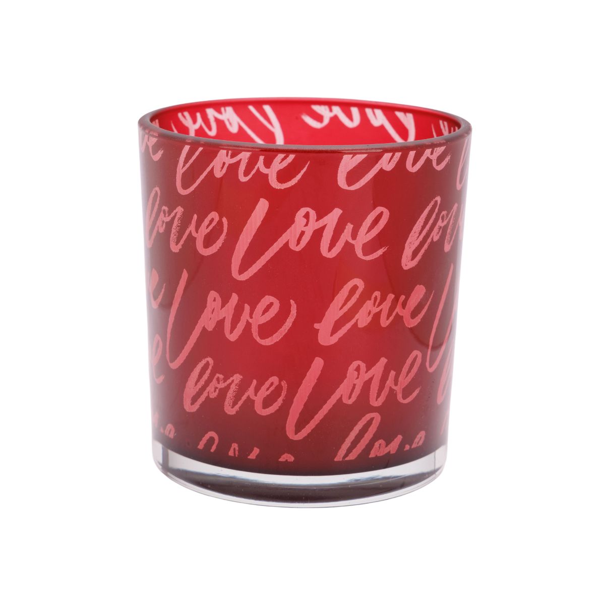 Suport de lumanare rosu din sticla Love  Ø7 x 8 cm Cosy&Trendy