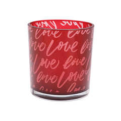 Suport de lumanare rosu din sticla Love  Ø7 x 8 cm Cosy&Trendy