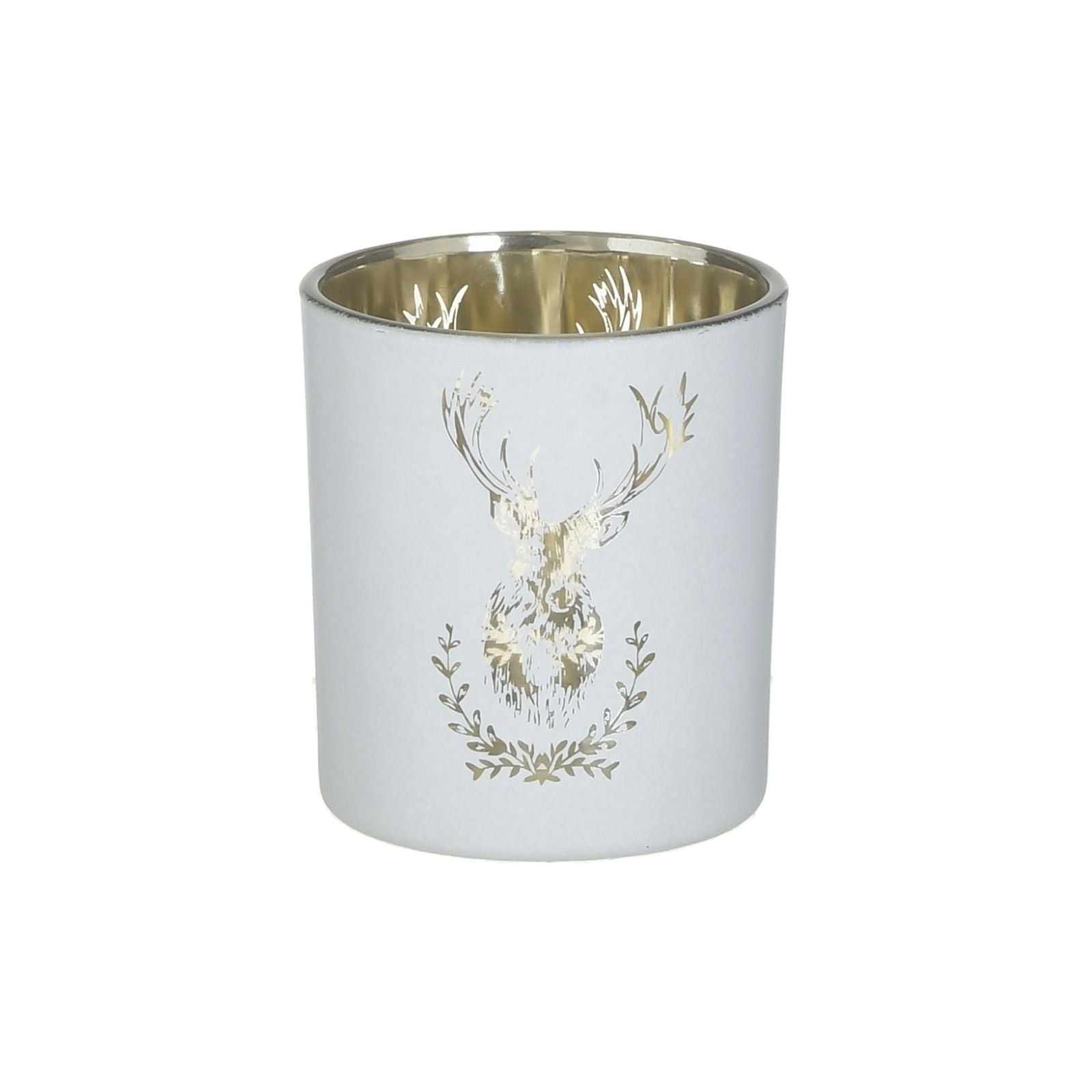 Suport de lumanare alb din sticla Deer 8 cm Inart, 1, hectarul.ro