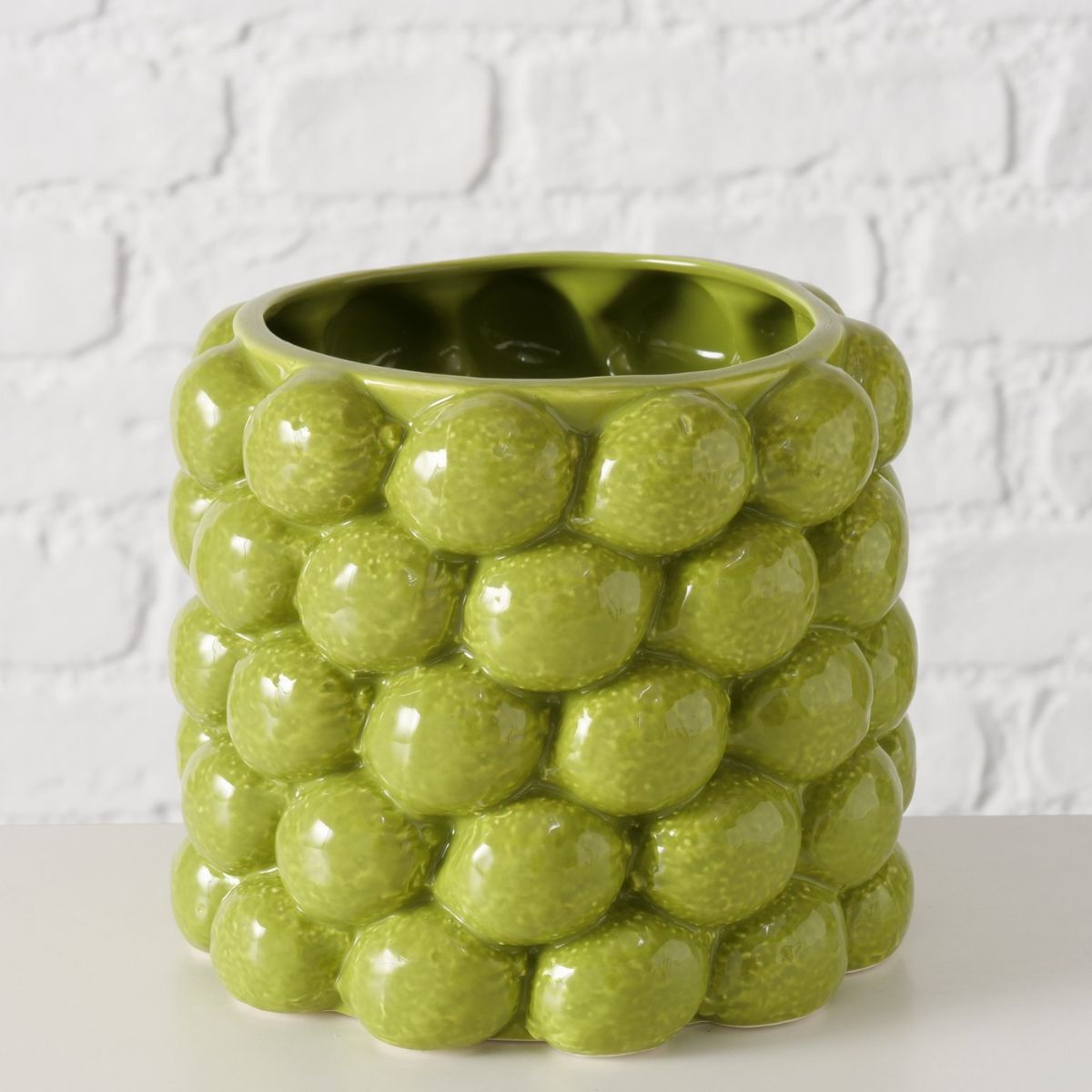 Suport decorativ pentru ghiveci, din portelan, Ø16 cm verde Lime Boltze, 4, hectarul.ro