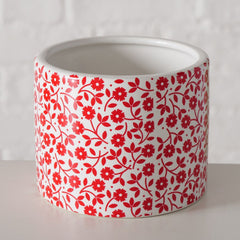 Suport decorativ pentru ghiveci, din ceramica, Ø10 cm alb/rosu Floral Lilly Boltze