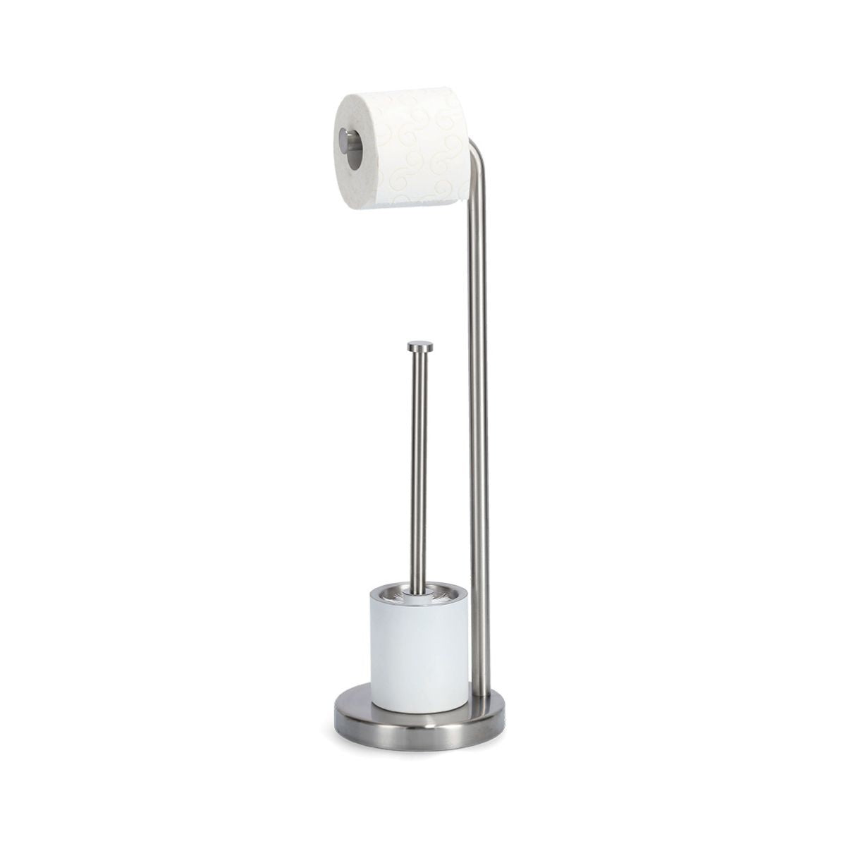 Suport pentru hartie igienica si perie toaleta, argintie, din inox, 60 cm, Toilet Holder Zeller, 1, hectarul.ro