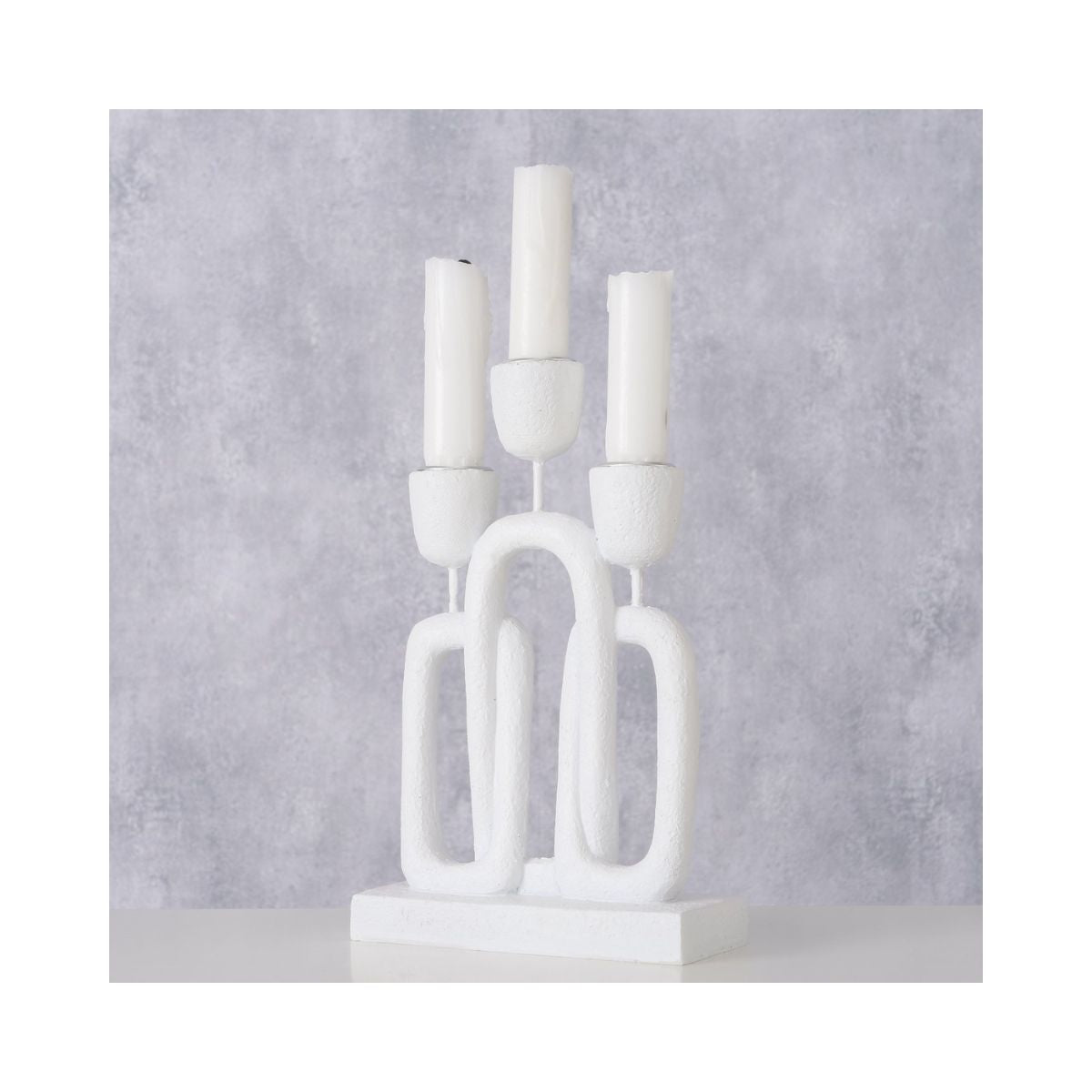 Suport pentru lumanari alb din polirasina 22 cm Ibizy Boltze, 2, hectarul.ro