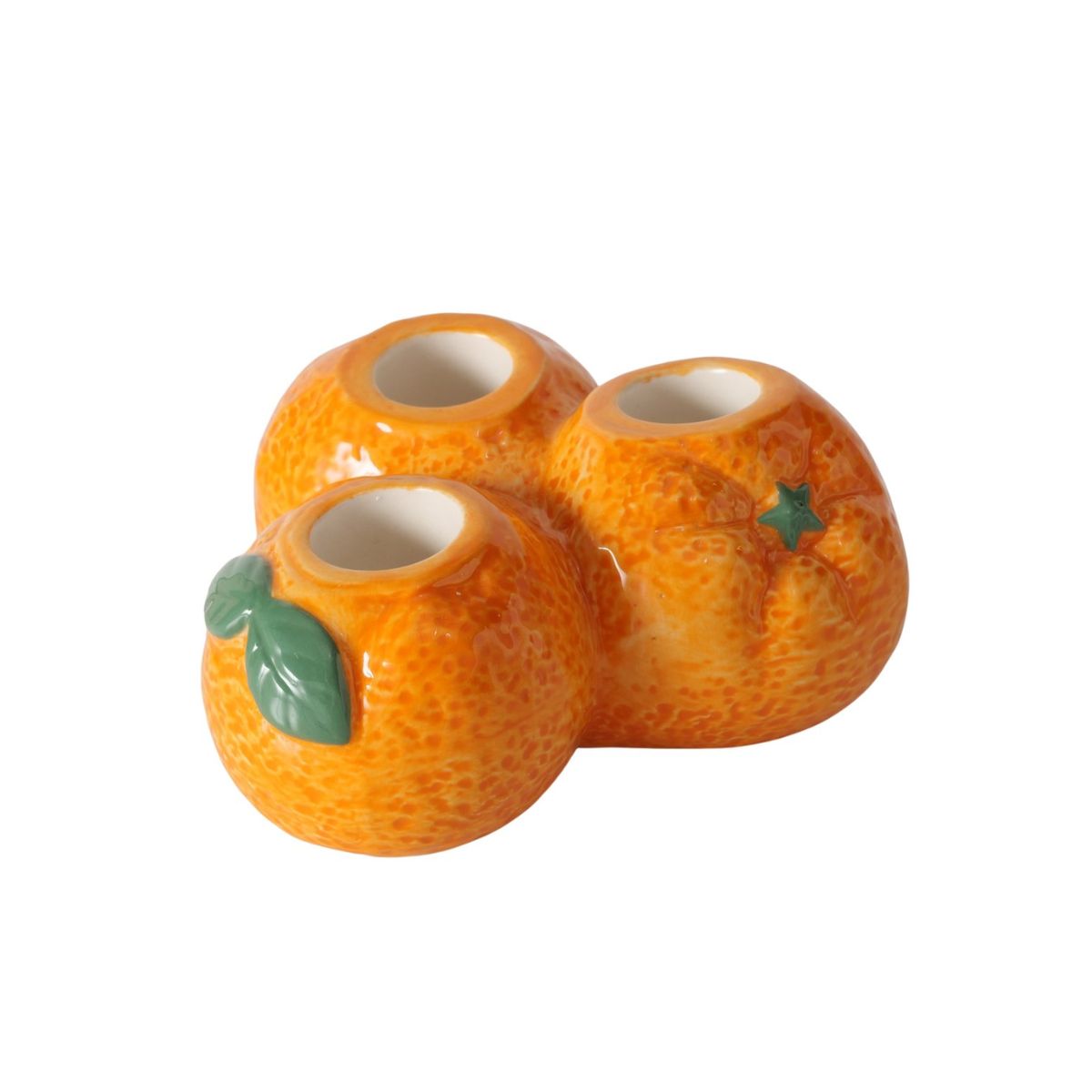 Suport pentru lumanari portocaliu din portelan 12 x 6 cm Orange Boltze, 1, hectarul.ro