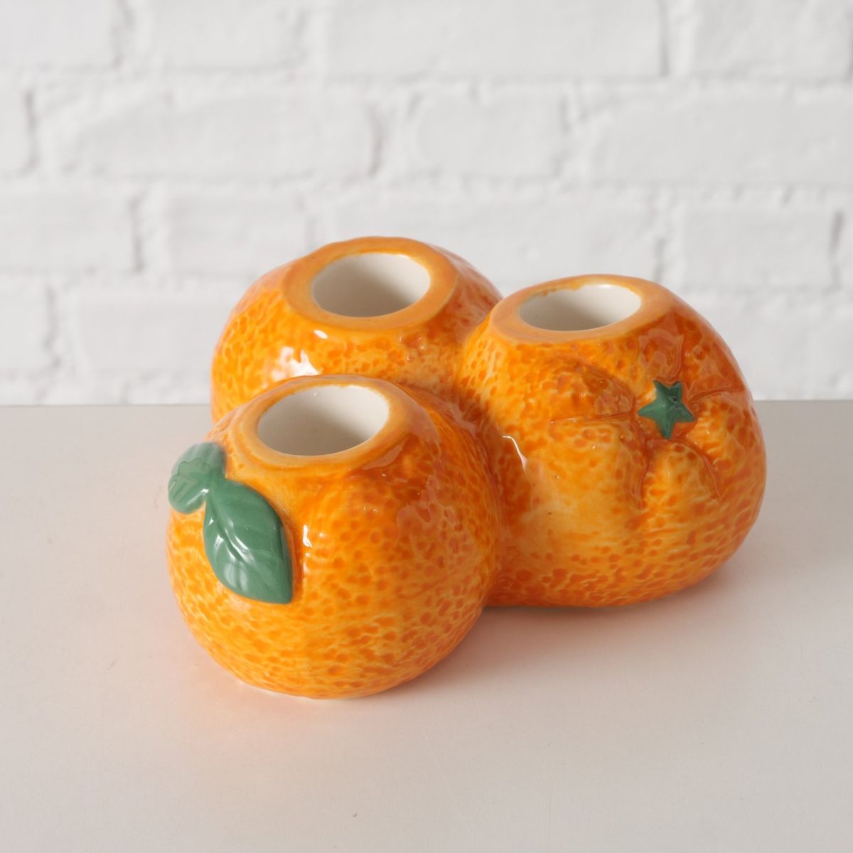 Suport pentru lumanari portocaliu din portelan 12 x 6 cm Orange Boltze, 4, hectarul.ro