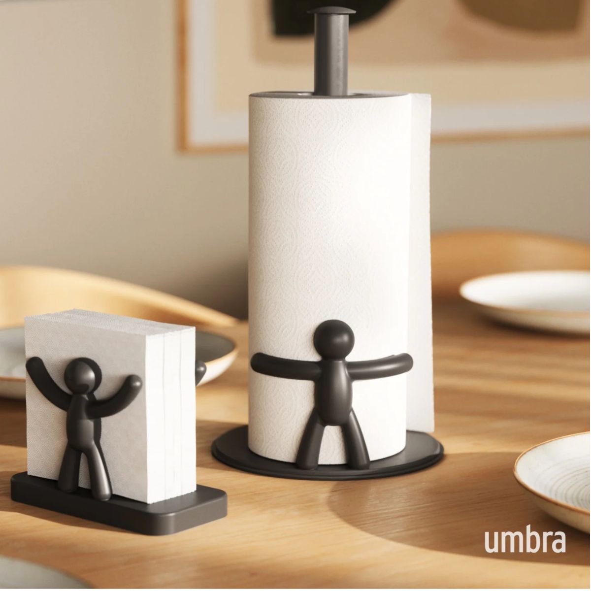 Suport rola de hartie, negru, din otel si plastic Buddy Umbra