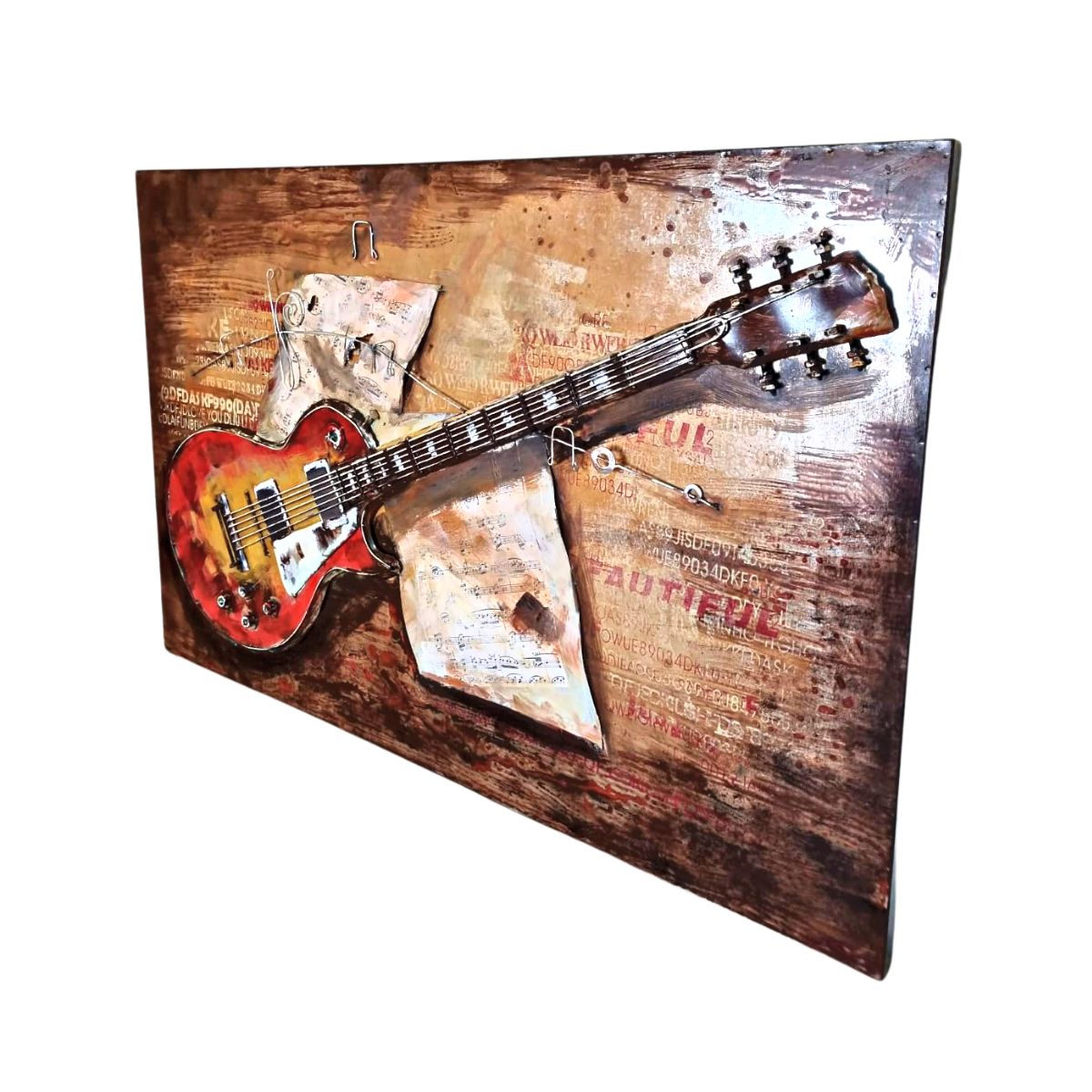 Tablou de metal 3D, model cu chitara electrica, 80x120x7 cm, 4, hectarul.ro