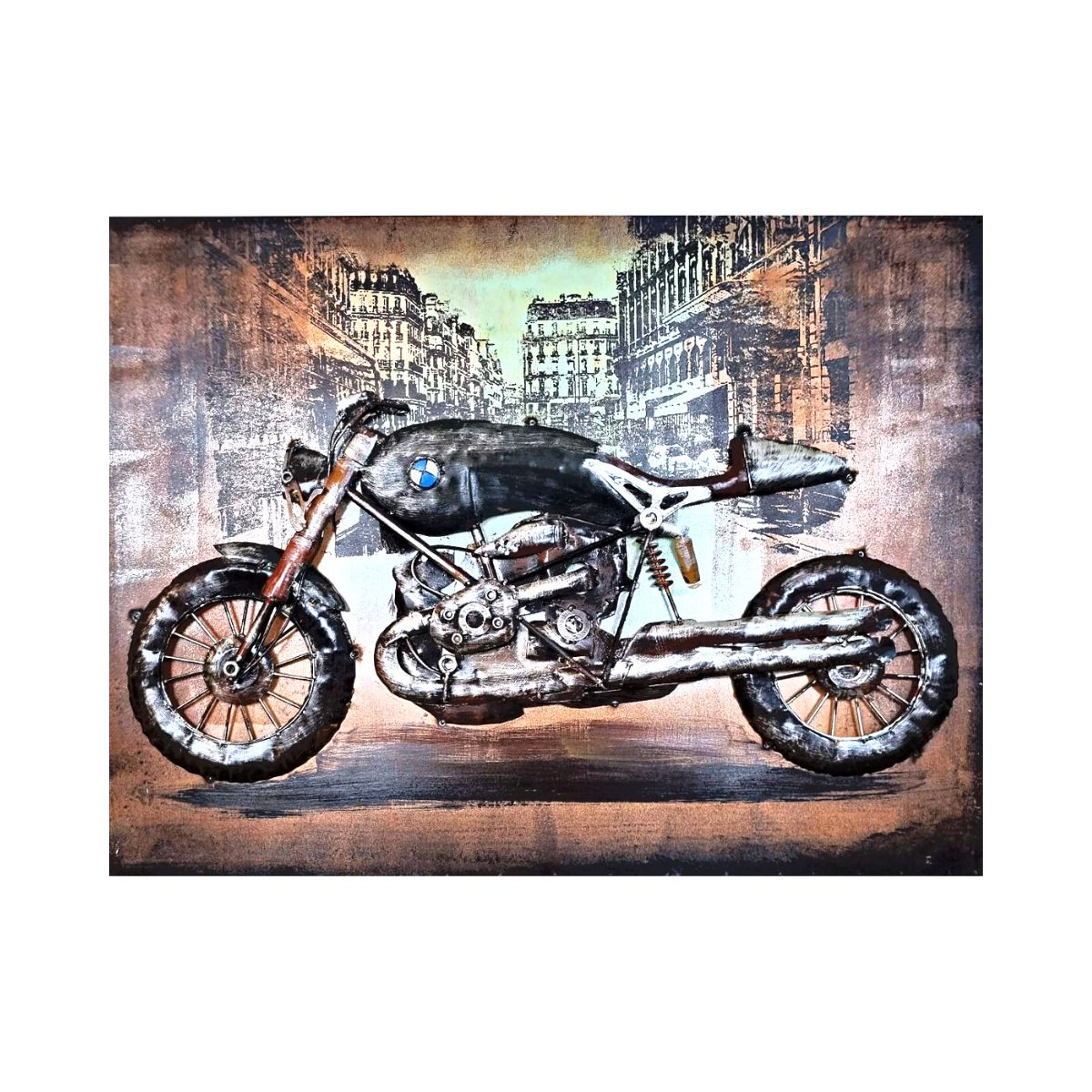Tablou de metal 3D, model cu motocicleta 60x80x6 cm, 2, hectarul.ro