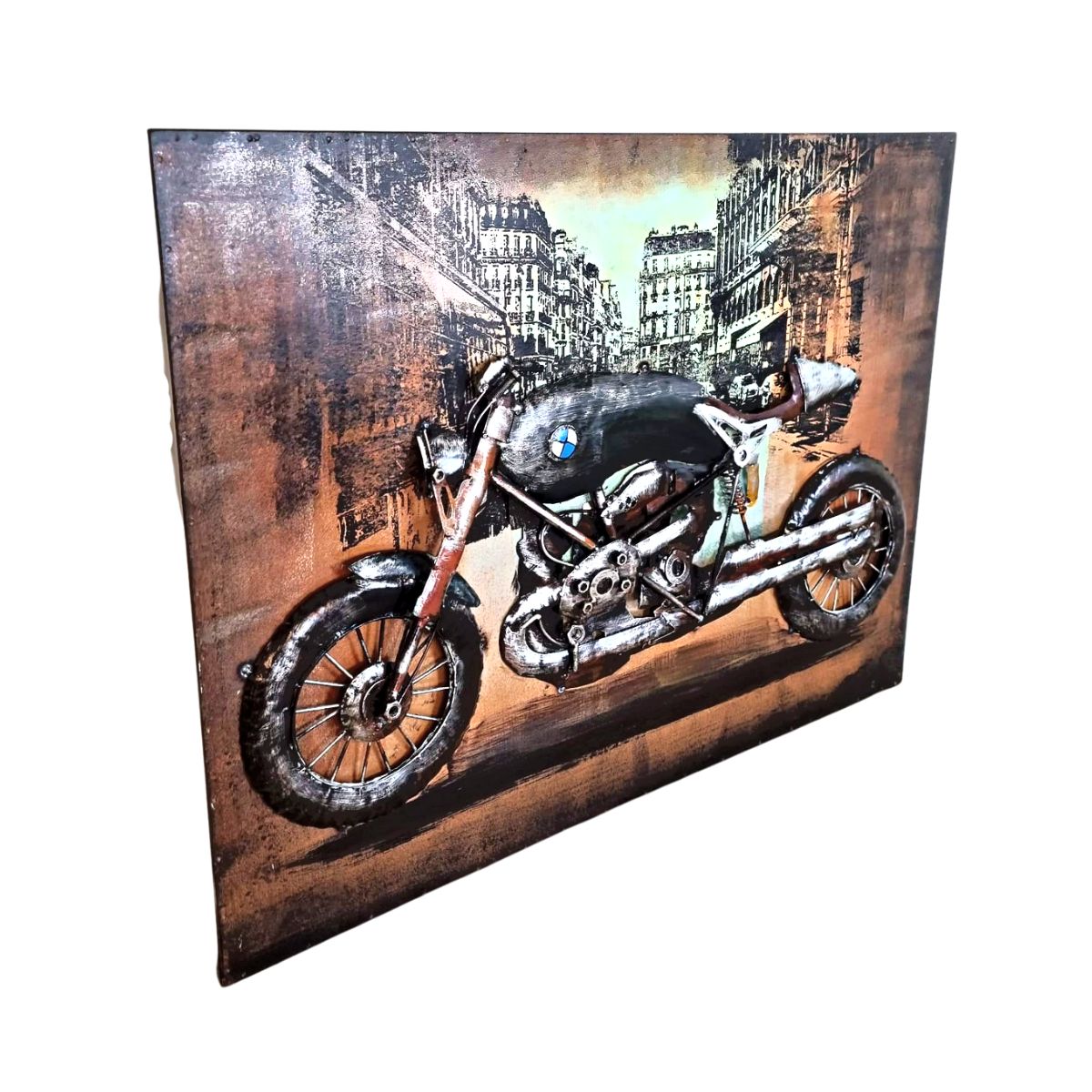 Tablou de metal 3D, model cu motocicleta 60x80x6 cm, 3, hectarul.ro