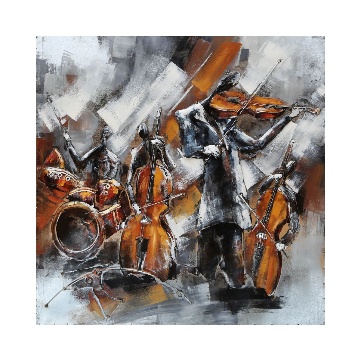 Tablou de metal 3D, model formatie muzicala, 100x100x7 cm, 1, hectarul.ro