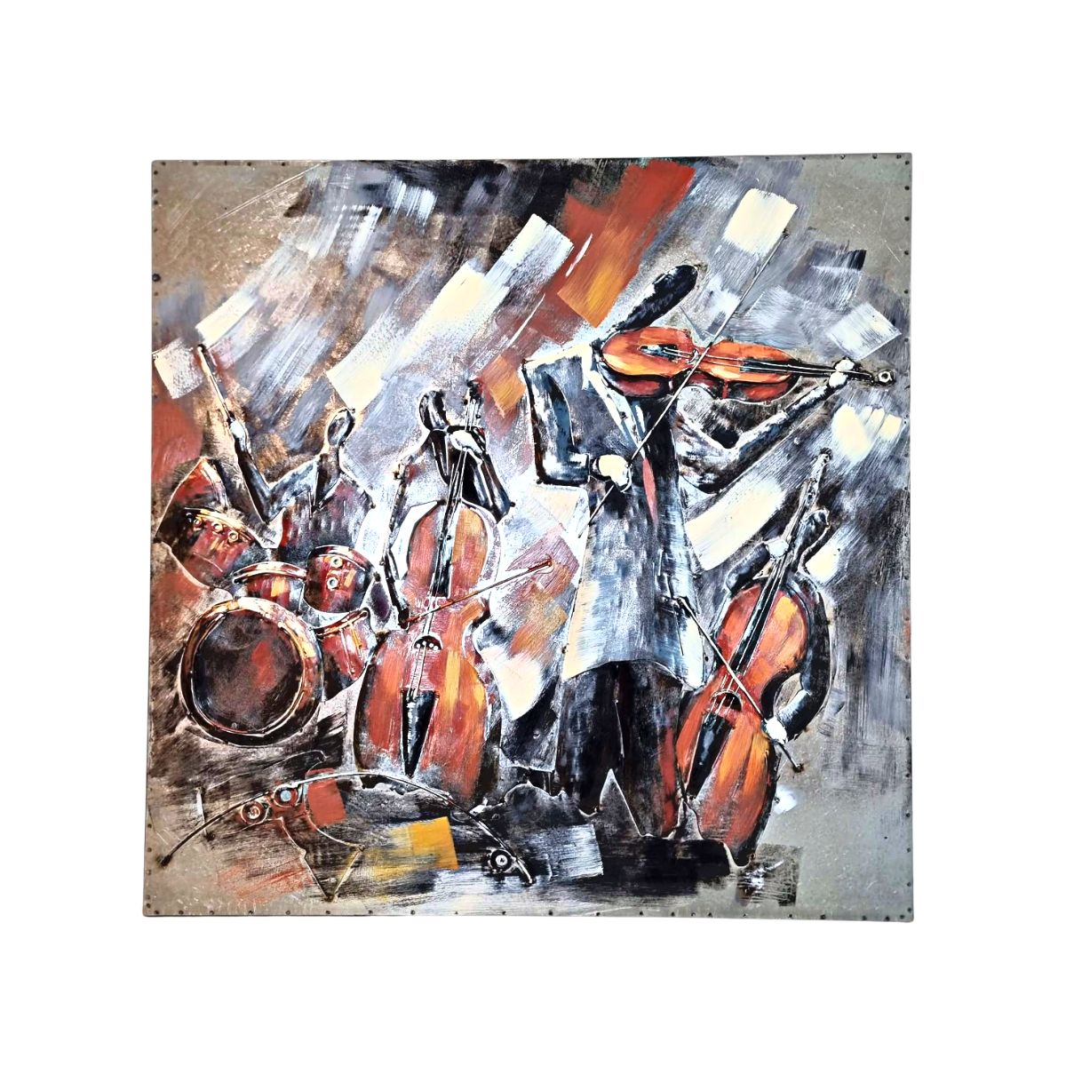 Tablou de metal 3D, model formatie muzicala, 100x100x7 cm, 2, hectarul.ro