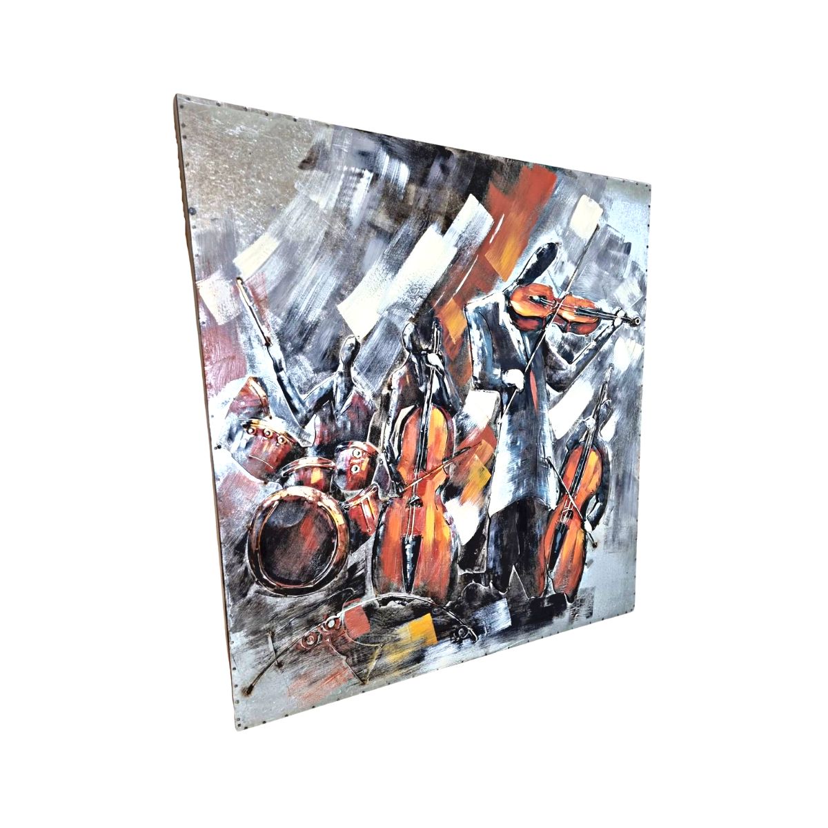 Tablou de metal 3D, model formatie muzicala, 100x100x7 cm, 3, hectarul.ro