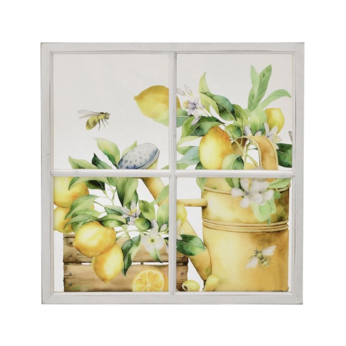 Tablou din lemn de brad si plastic 64x64 cm Lemons Antique Inart, 1, hectarul.ro