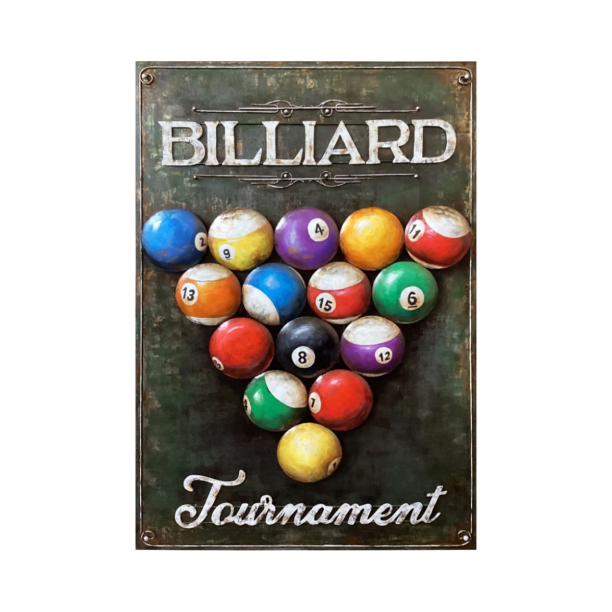 Tablou metal 3D metal Biliard 60 x 75 x 3, 1, hectarul.ro