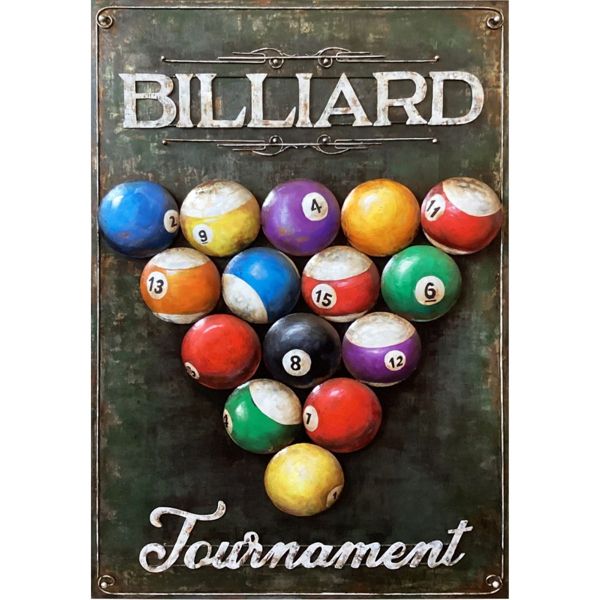 Tablou metal 3D metal Biliard 60 x 75 x 3, 2, hectarul.ro