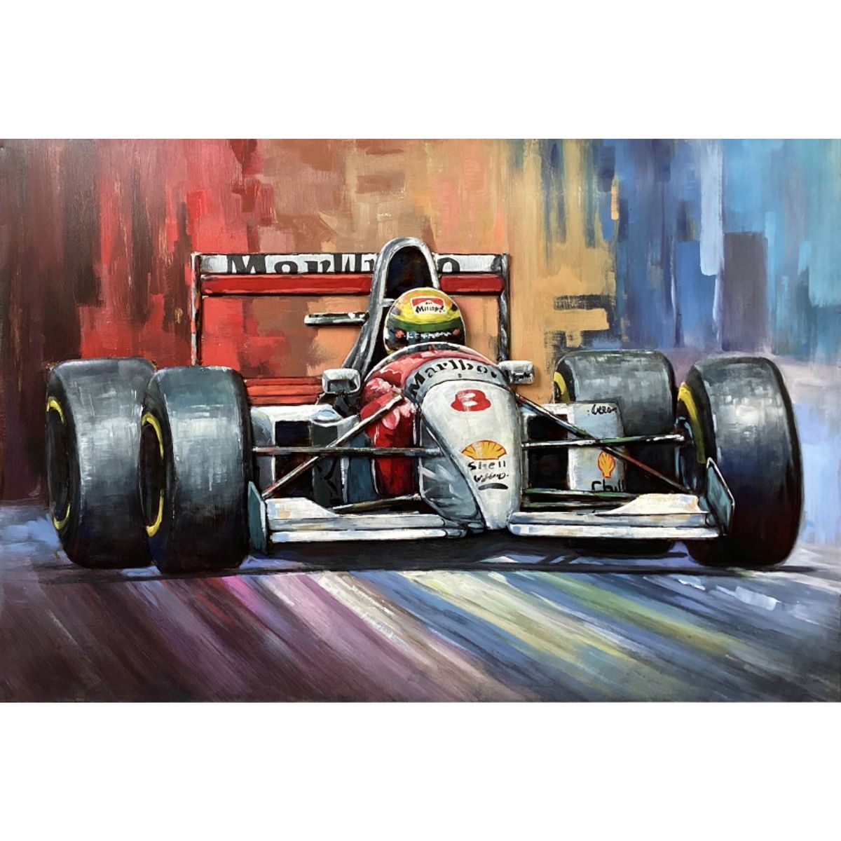 Tablou metal 3D metal F1 Ayrton Senna 120 x 80 x 4 cm, 2, hectarul.ro