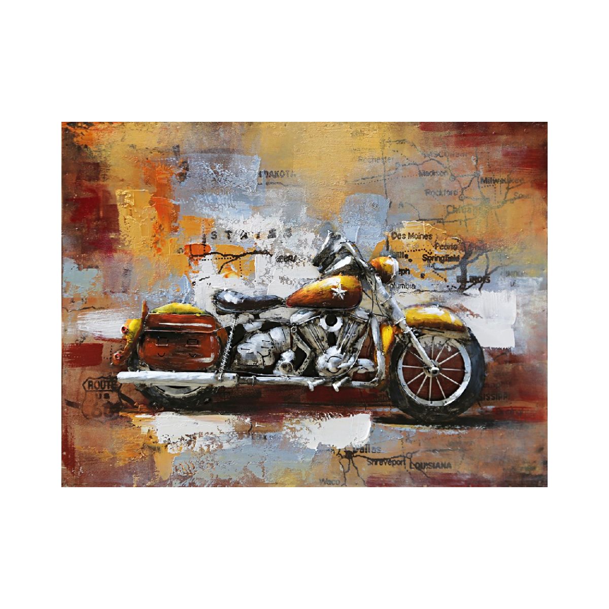 Tablou metal 3D model motocicleta chopper 80 x 60 x 3 cm