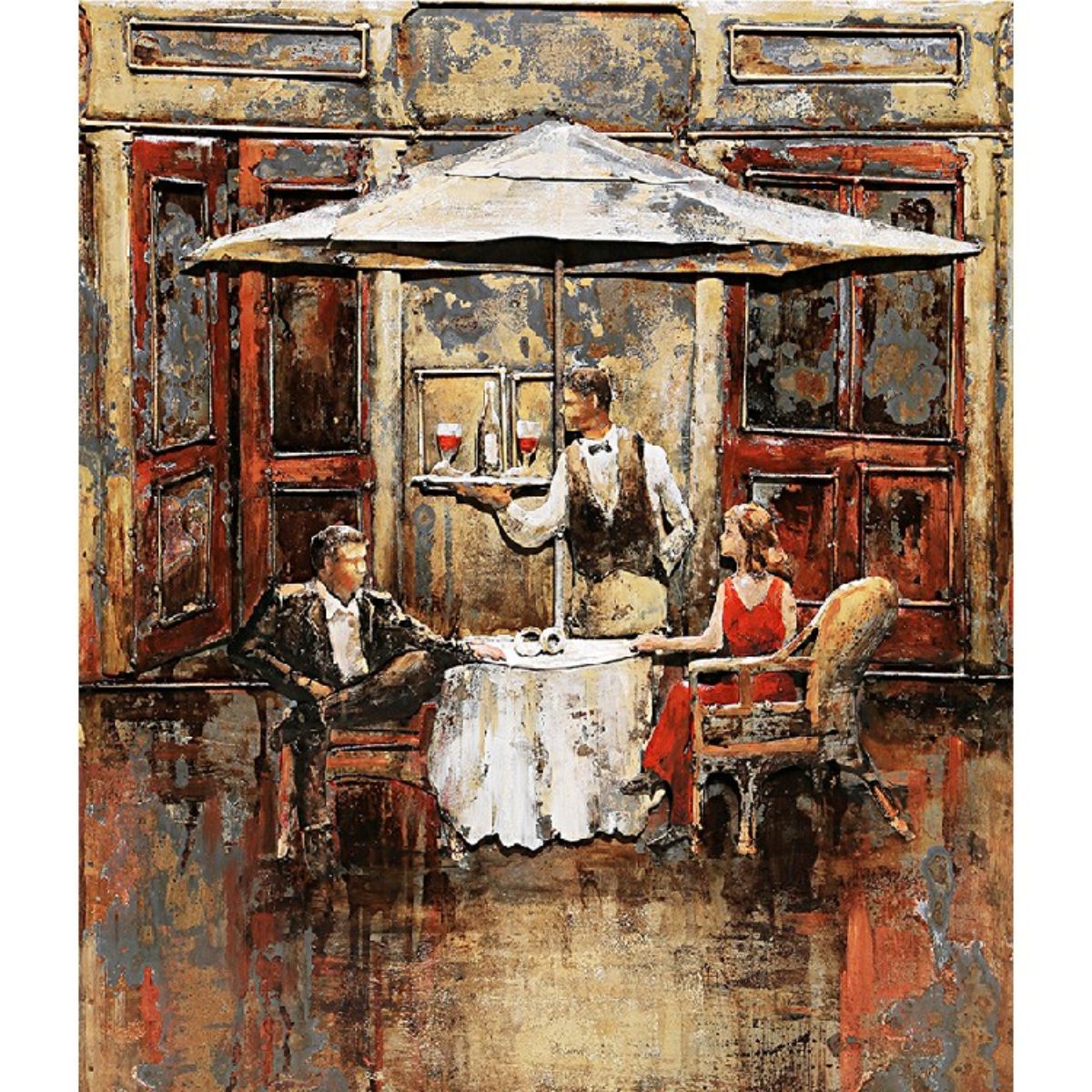 Tablou metal 3D model terasa restaurant 60 x 70 x 3 cm, 2, hectarul.ro