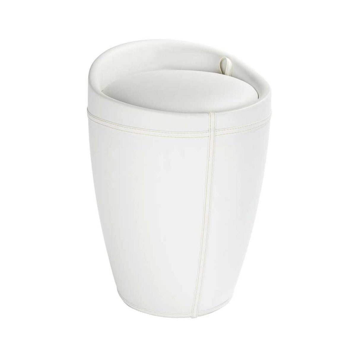 Taburet de baie alb cu cos pentru rufe Candy leather look Wenko