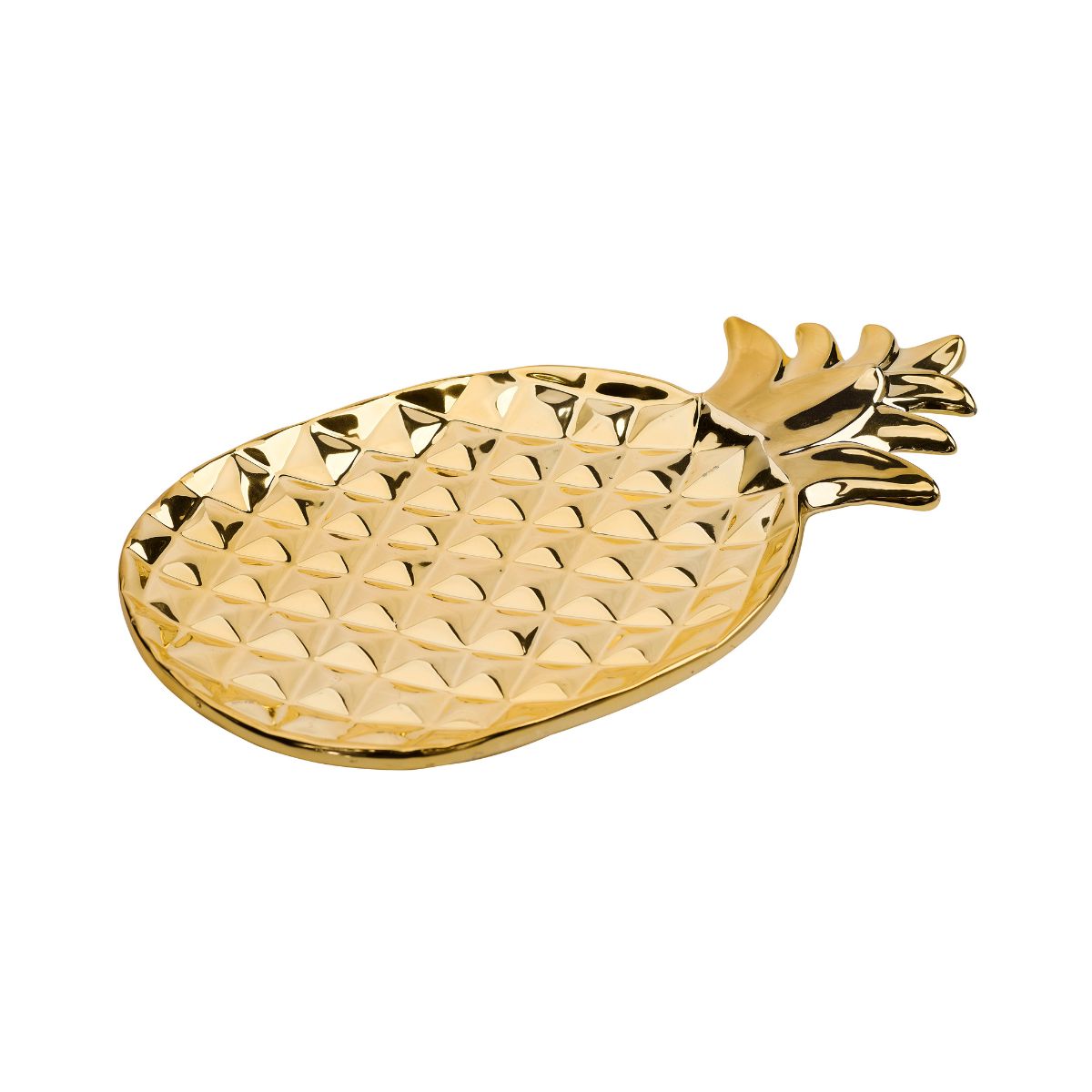 Tava decorativa aurie din material ceramic 35X20.5 cm Pineapple Cosy&Trendy