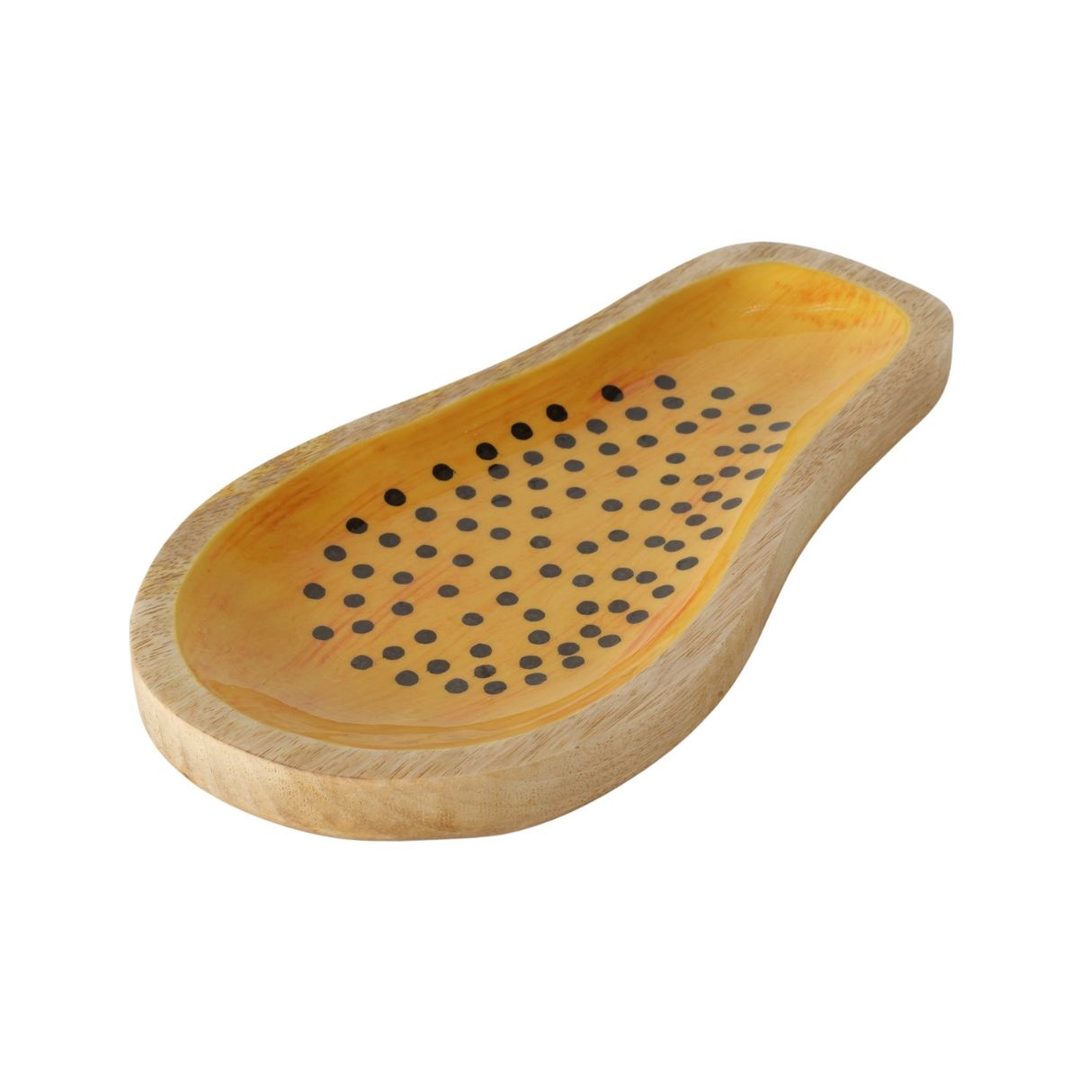 Platou de servire galben din lemn de mango 30 x 16 cm Paya Boltze