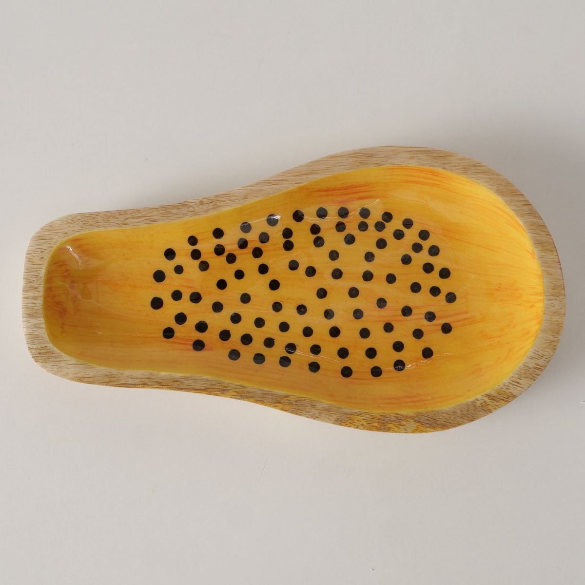 Platou de servire galben din lemn de mango 30 x 16 cm Paya Boltze, 4, hectarul.ro