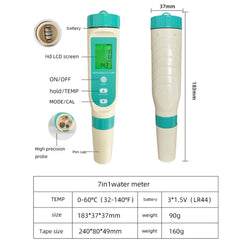 Tester de calitate a apei 7 in 1 PH/TDS/EC/ORP/S.G/Salinitate/Temperatura