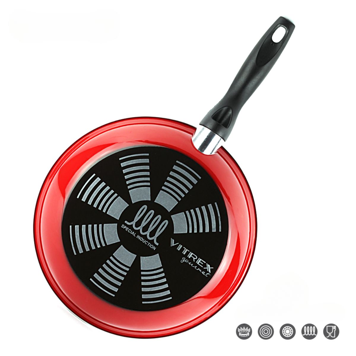 Tigaie din otel vitrificat cu dublu strat antiaderent, Masion Red Magefesa, 22 cm diametru,rosie, 3, hectarul.ro