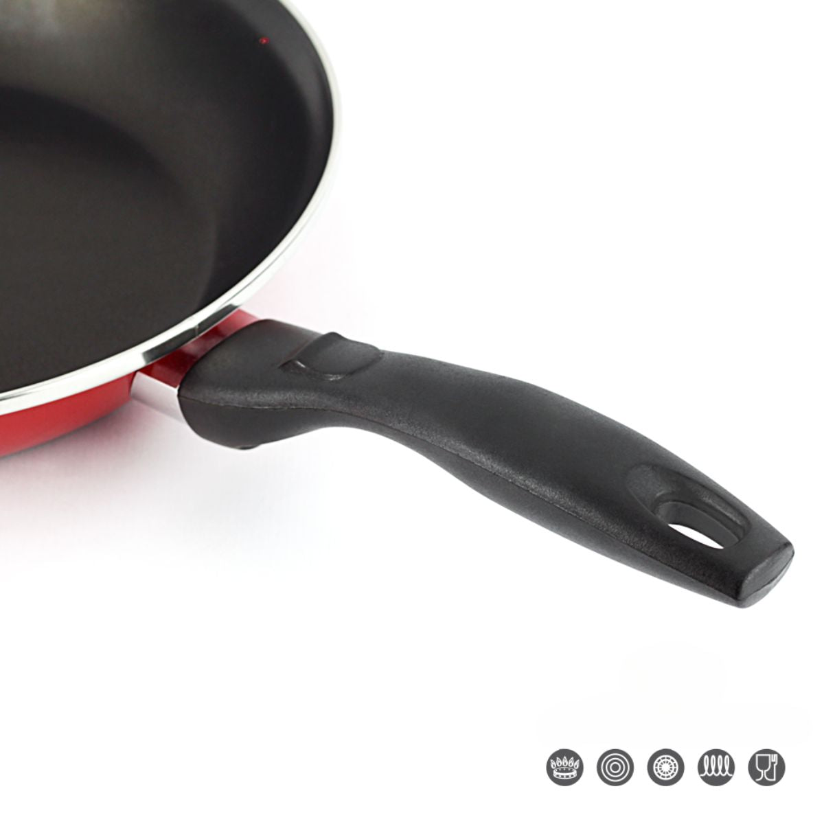 Tigaie din otel vitrificat cu dublu strat antiaderent, Masion Red Magefesa, 28 cm diametru,rosie, 2, hectarul.ro