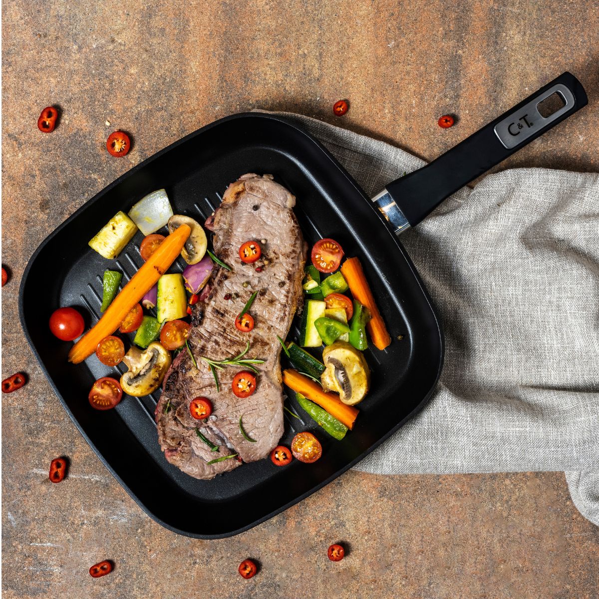 Tigaie-grill, antiaderenta, 28 x 28 cm, Durable Cosy&Trendy, 2, hectarul.ro