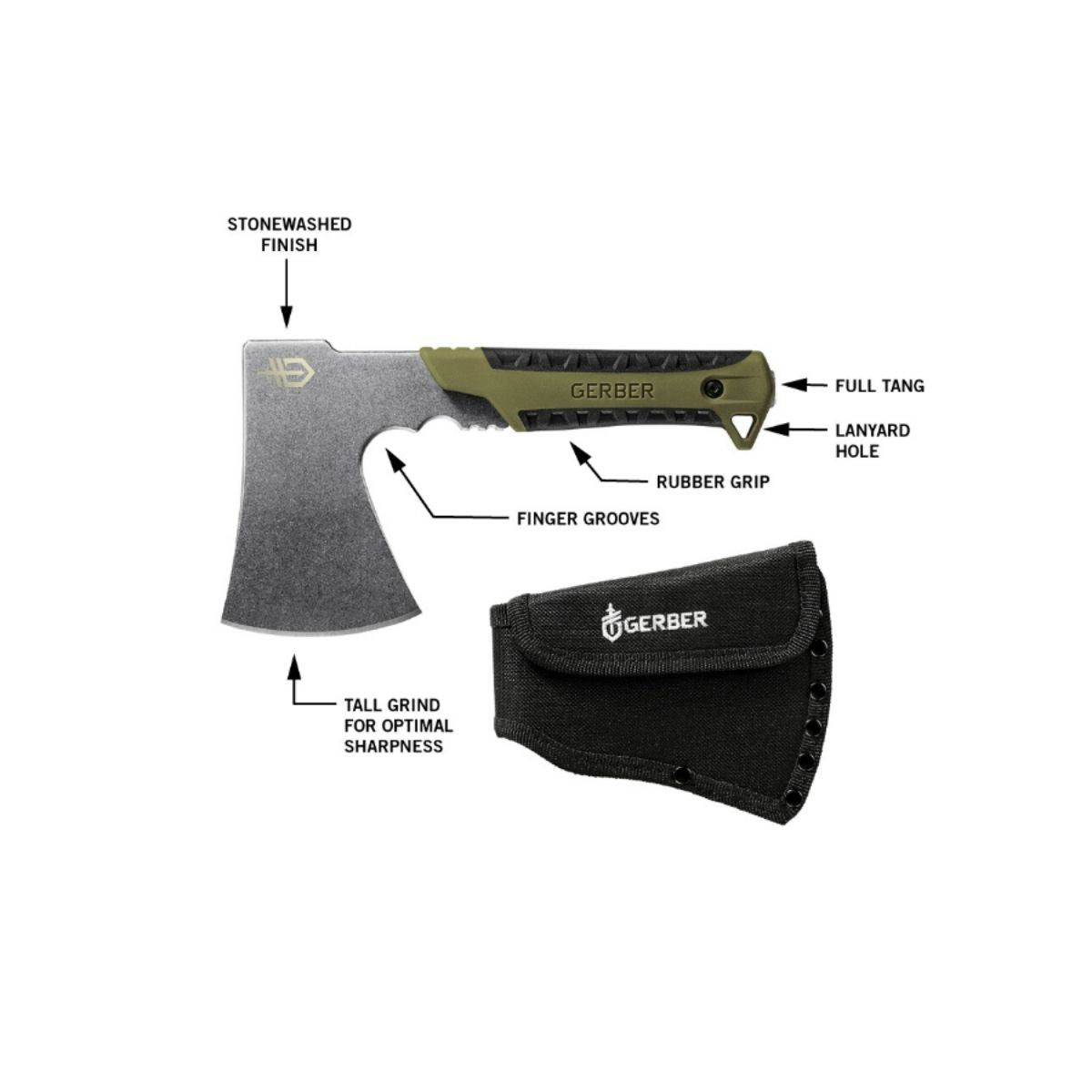 Toporisca  GERBER Buschcraft & Camping Flat Sage Green Stonewash, 1, hectarul.ro