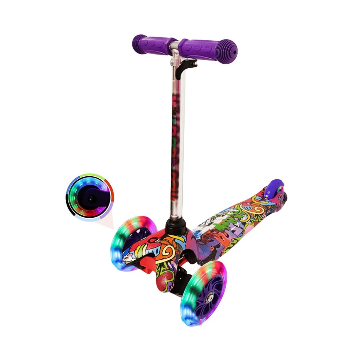 Trotineta cu 3 roti si luminite multicolore, Mov, PC 54-E
