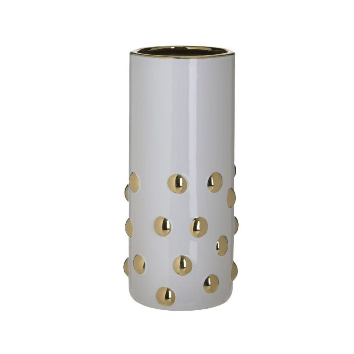 Vaza alb/auriu din ceramica Φ14Χ30 Inart