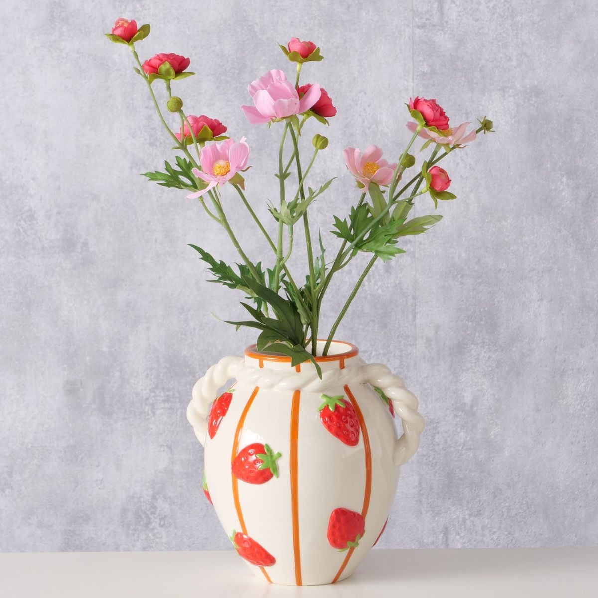 Vaza alb/rosu din portelan 17,3 cm Fresas Boltze, 2, hectarul.ro