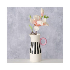 Vaza crem cu dungi negre din ceramica 19 cm Spiky Boltze