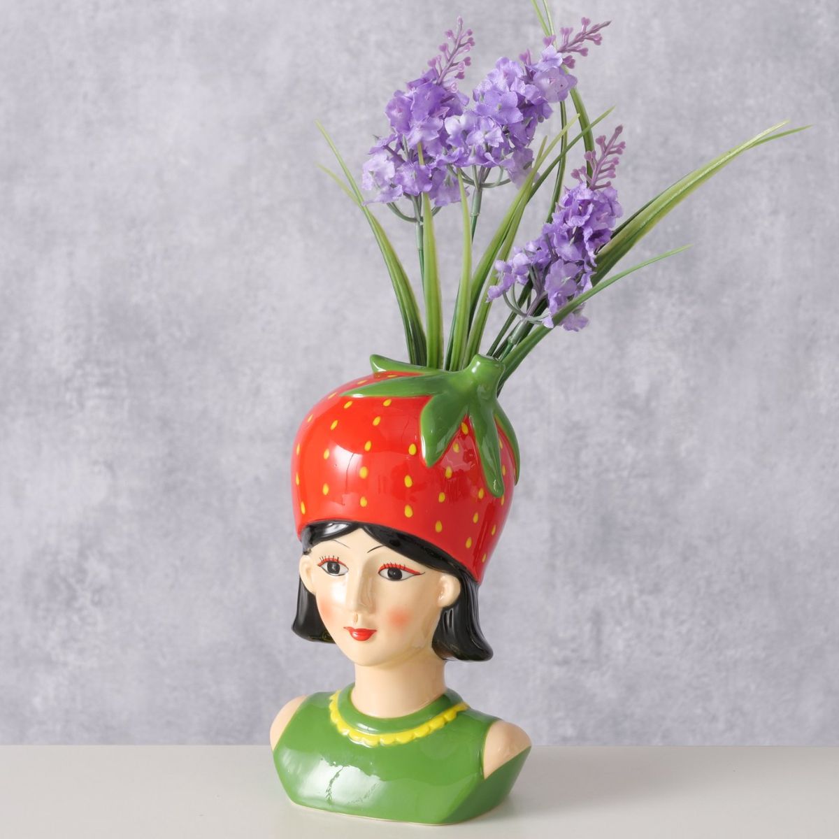 Vaza rosu/verde din portelan 16,3 cm Strawberry Boltze, 2, hectarul.ro