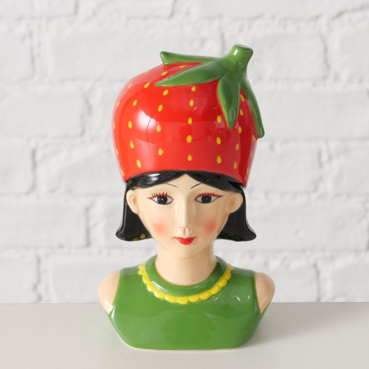 Vaza rosu/verde din portelan 16,3 cm Strawberry Boltze, 6, hectarul.ro