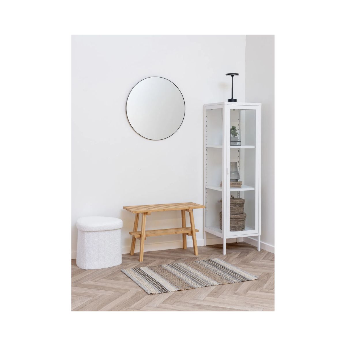 Vitrina alba din otel si sticla, 1 usa, 40x35x140 cm Brisbane House Nordic