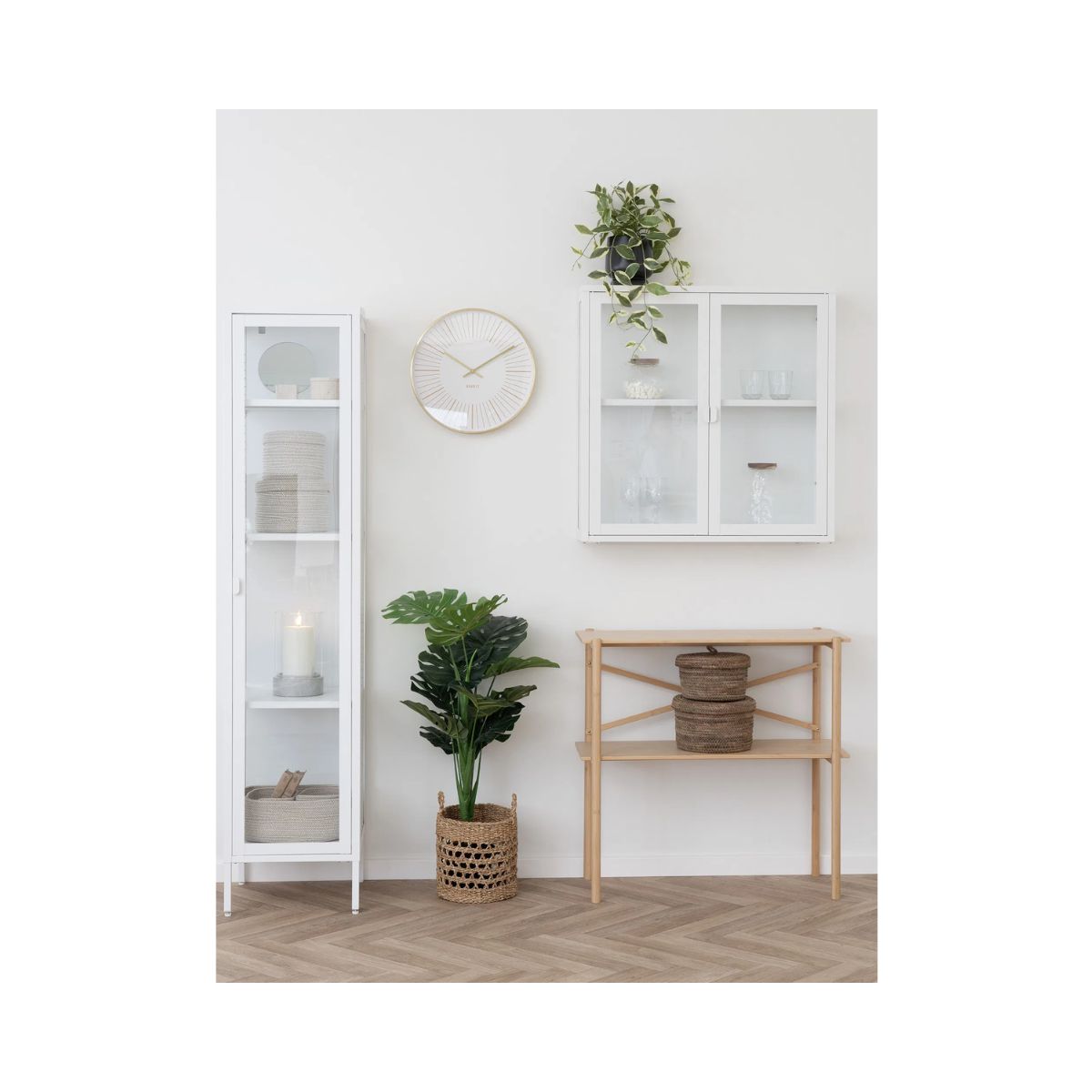 Vitrina alba din otel si sticla, 1 usa, 40x35x180 cm Brisbane House Nordic