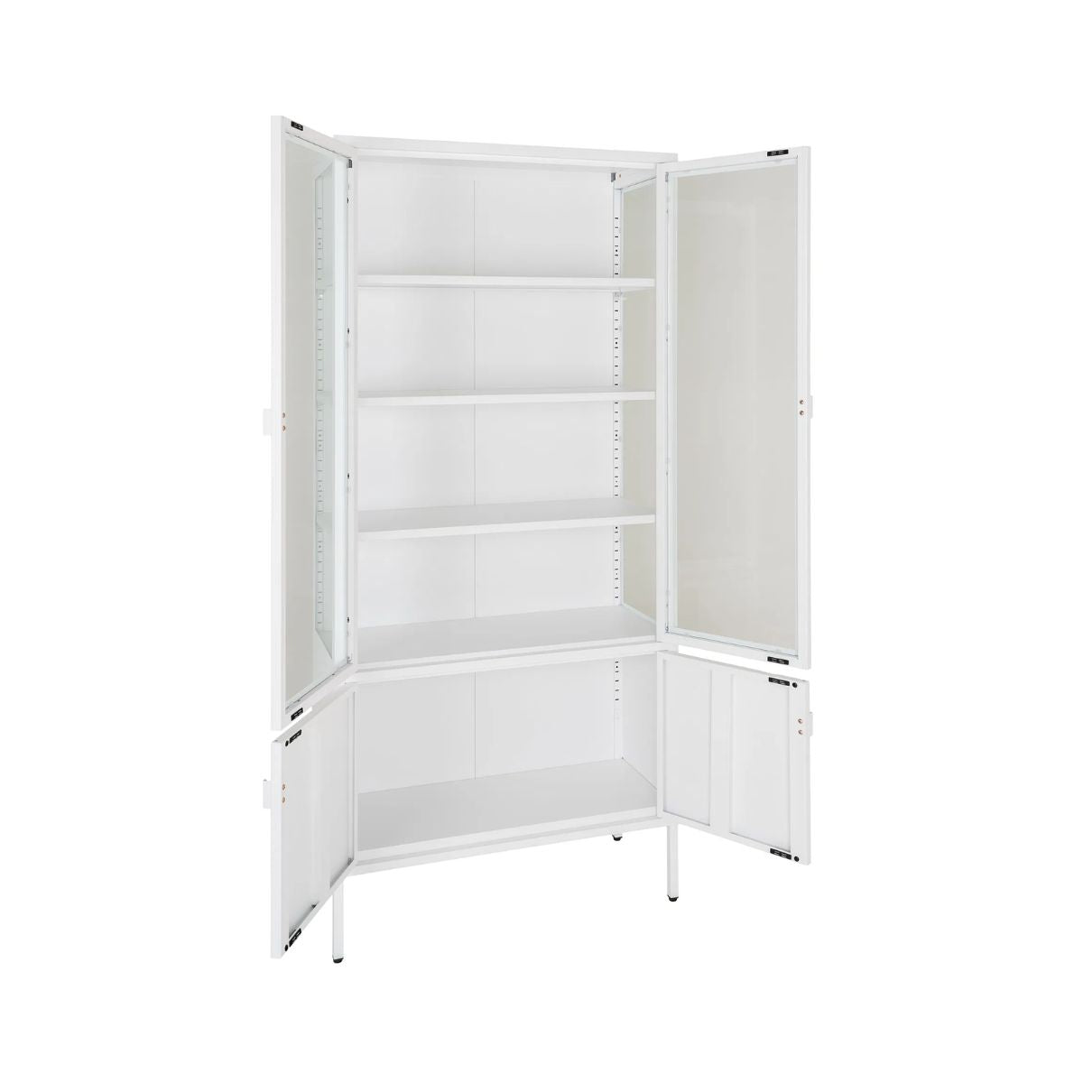 Vitrina alba din otel si sticla, 4 usi, 80x35x175 cm Brisbane House Nordic