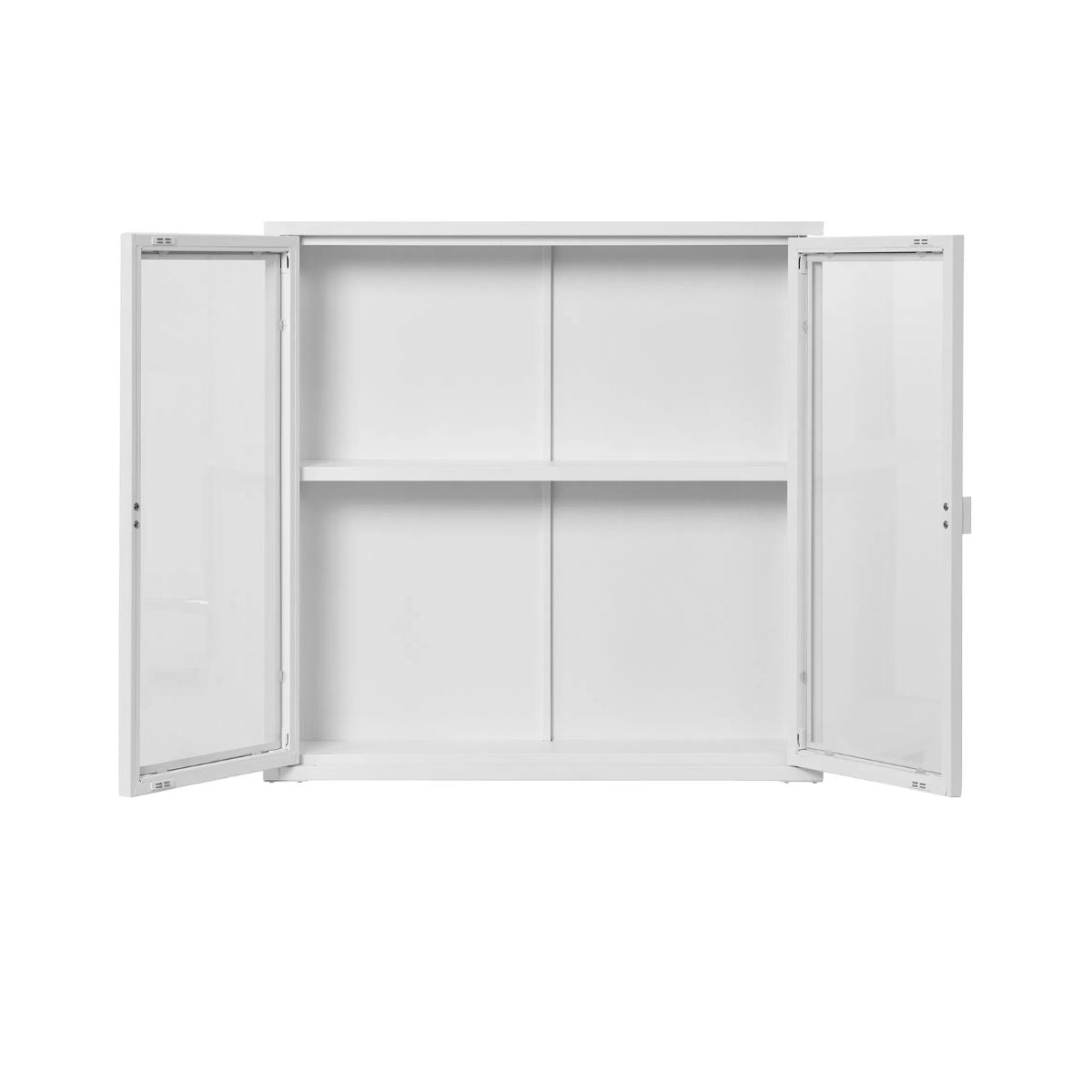 Vitrina suspendata alba din otel si sticla 80x18x80 cm Brisbane House Nordic