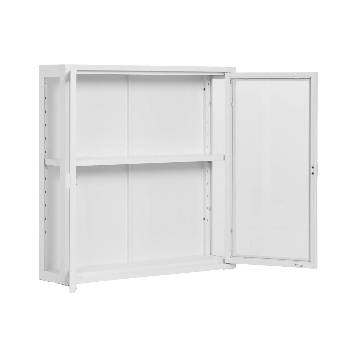 Vitrina suspendata alba din otel si sticla 80x18x80 cm Brisbane House Nordic